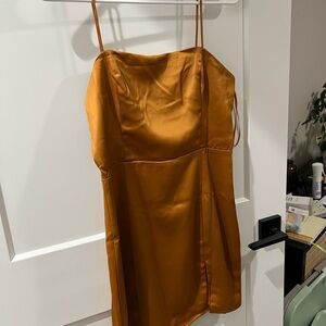 Showpo Copper Spaghetti Strap Slip Mini Dress